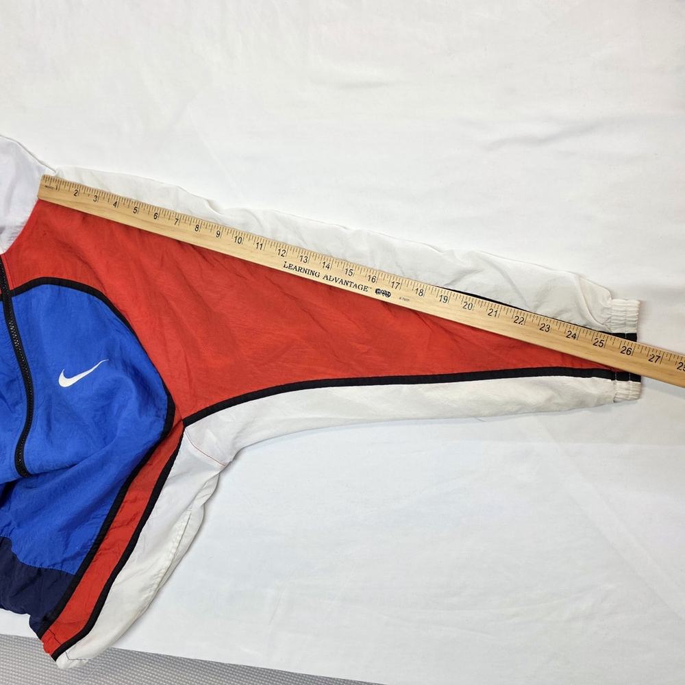 90s Nike Colorblock Windbreaker Youth L Red White Blue Track Jacket Vintage - Picture 8 of 12